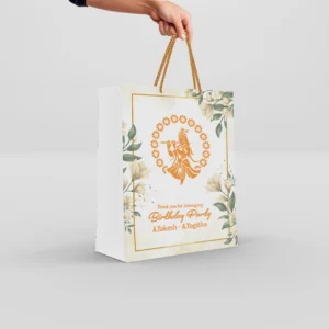 Water Color Floral Thank You Return Gift Paper Bag with Gold Handles