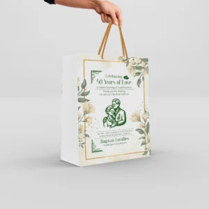 Water Color Floral Thank You Return Gift Paper Bag with Gold Handles