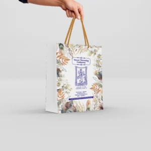 Floral Return Gift Paper Bags with Gold Rope Handles