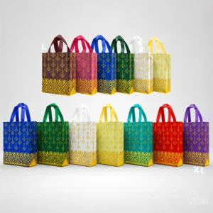 Metallic Gold Print Non Woven Thamboolam Bags - 2 Size